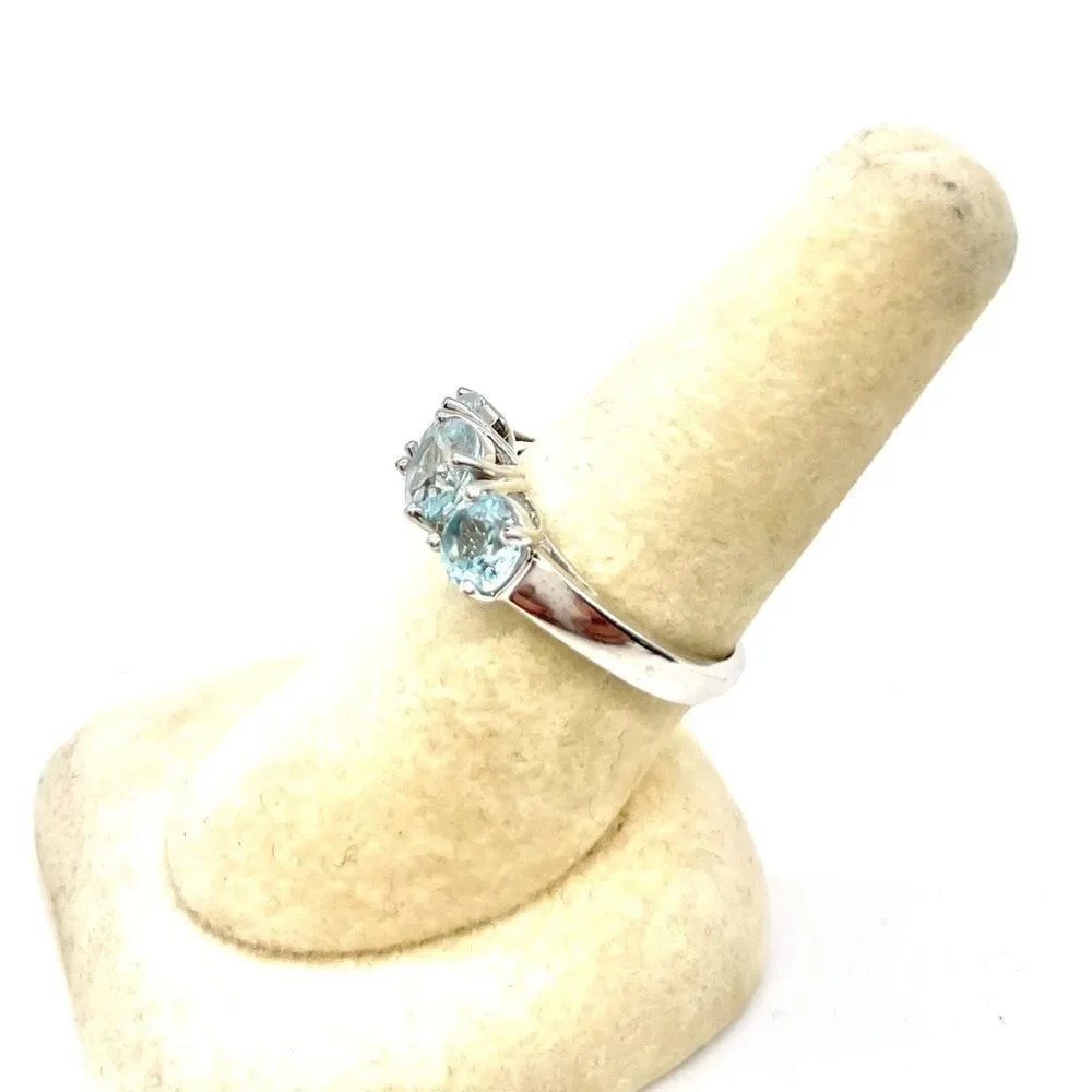 Silver Plated Ring Lab Created Faux Blue Sapphire